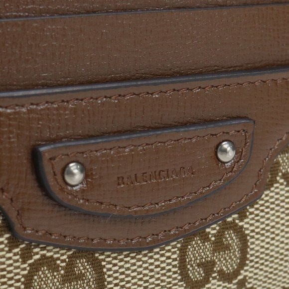 Gucci The Hacker Project Gucci x Balenciaga Card Case GG Leather Brown New - Picture 8 of 8